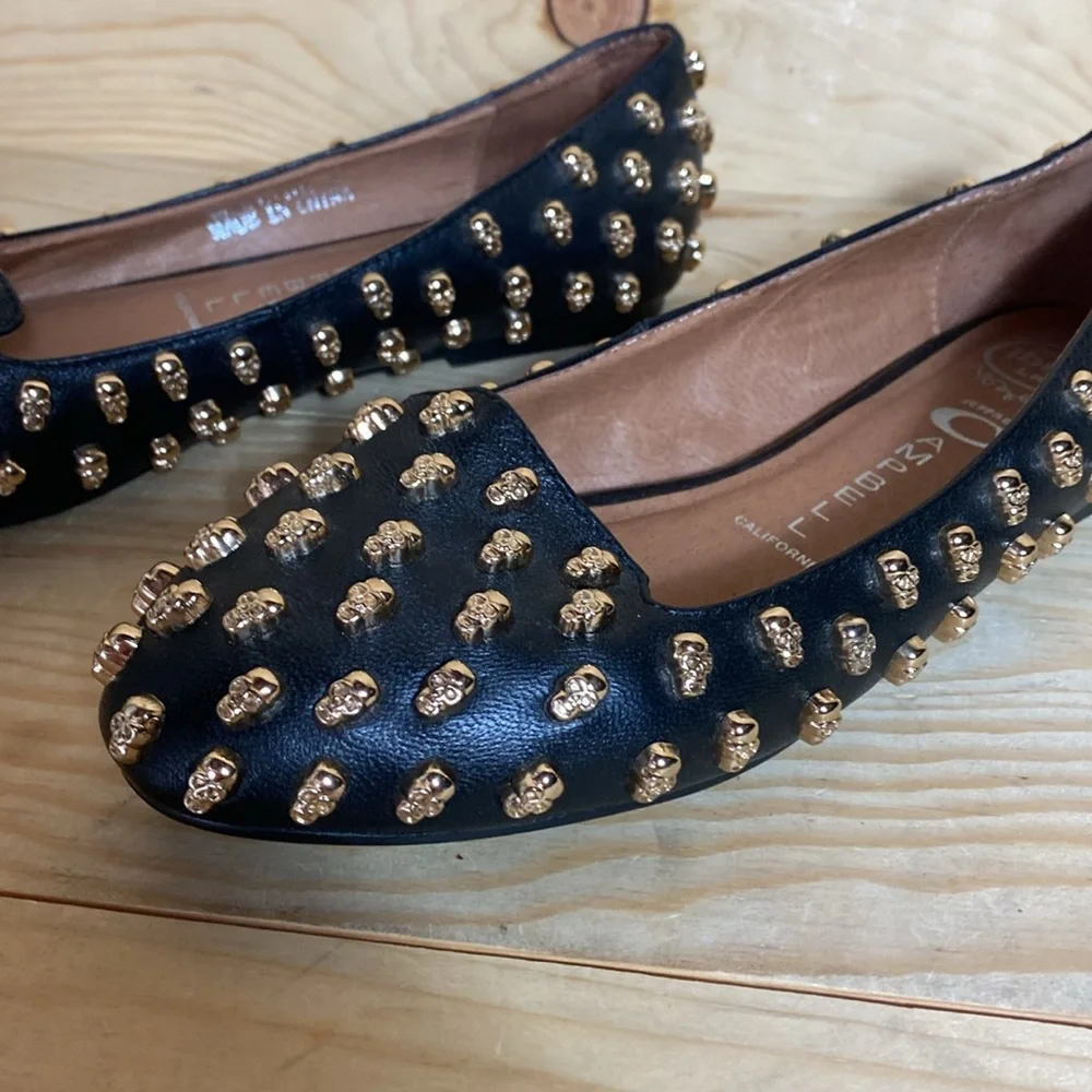 Jeffrey Campbell Black Studded Leather Flats - Picture 2 of 12